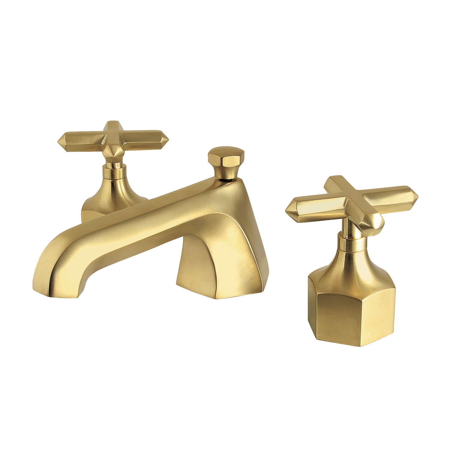 Kingston Sona KZ4467CHX - Navei Two-Handle 3-Hole Deck Mount Widespread Bathroom Faucet with Brass Pop-Up, Brushed Brass — image 1